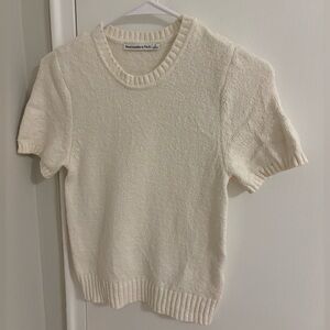 Abercrombie & Fitch Cream Short Sleeve Sweater